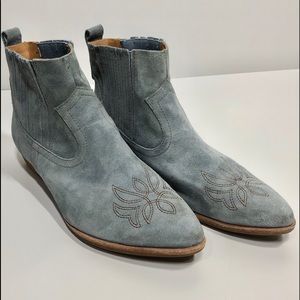 Blue suede Cowboy boots /ankle booties